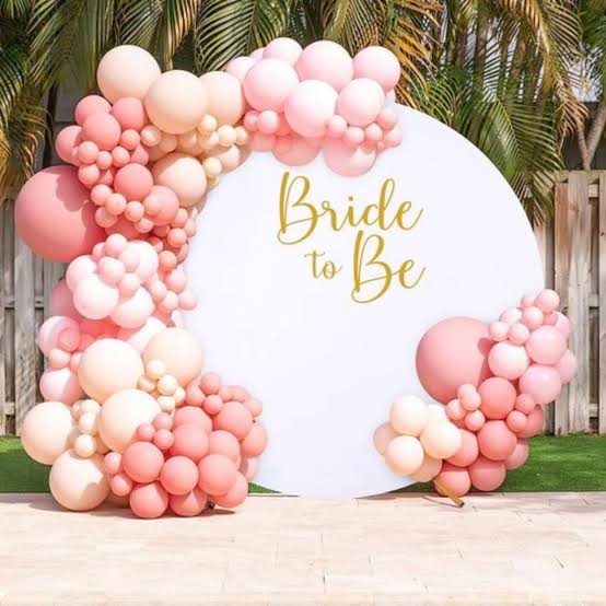 Pink bride to be bridal shower balloon backdrop