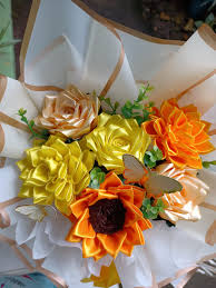 Sunflower ribbon flower bouquet